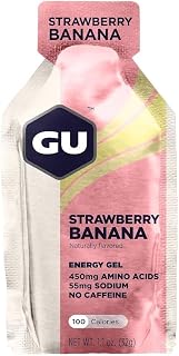 GU Energy Original Sports Nutrition Energy Gel, Vegan, Gluten-Free, Kosher, and Dairy-Free On-the-Go Energy for Any Workout, 24-Count, Strawberry Banana