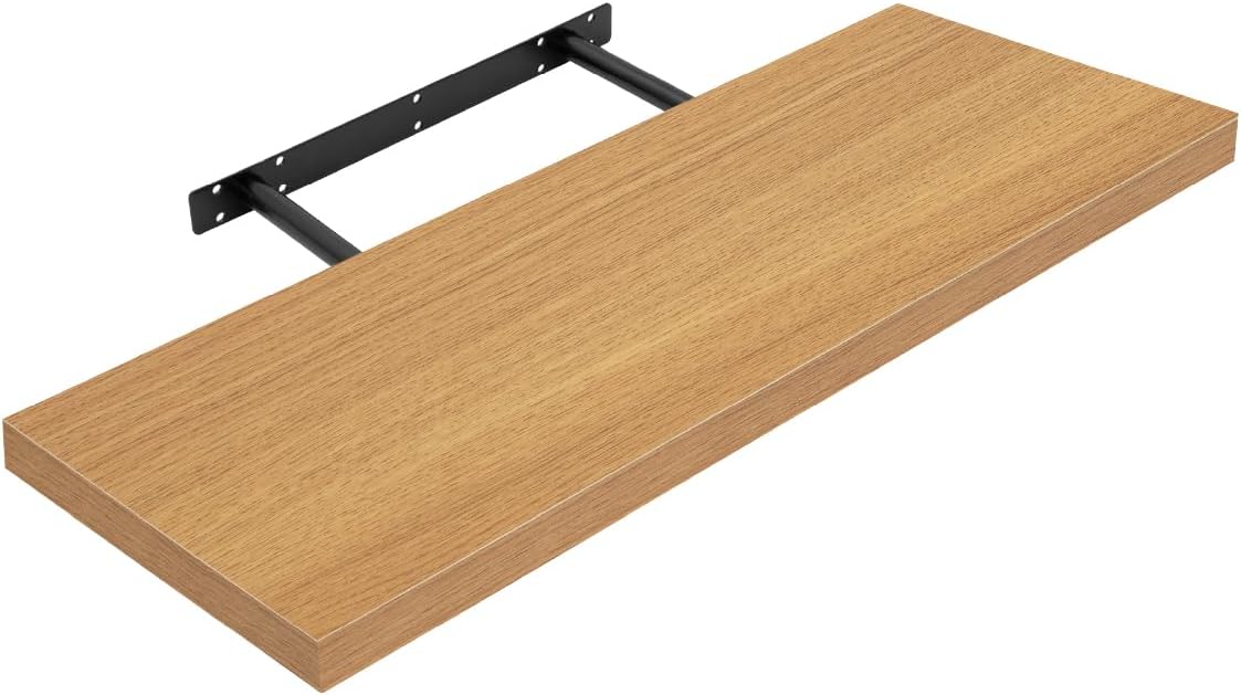 Anika Floating Shelf / 3 Separate Sizes & 4 Colour Options / 3.8cm Thick Hollowboard/Bedroom/Kitchen/Living Room/Office (Oak, 80cm)