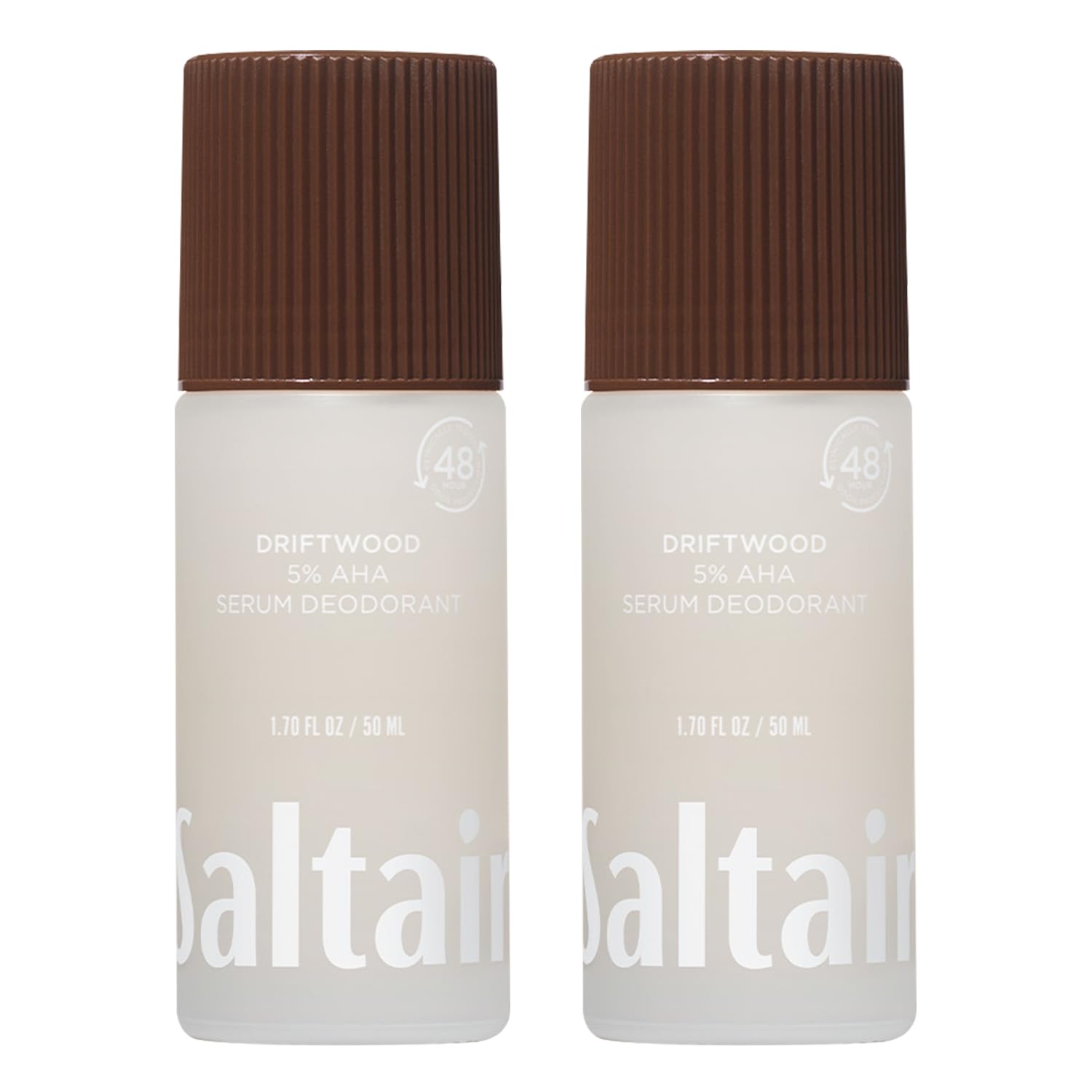Saltair Serum Deodorant 2 Pack – 5% AHA – Aluminum-Free Odor Control for Women & Men – Mandelic Acid Deodorant with Lactic Acid – Driftwood Scent – 2x 1.7oz Travel Roll On