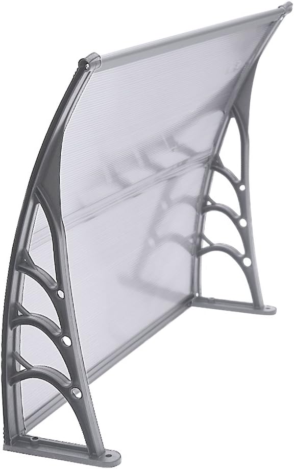 Door Canopy, Waterproof Front Door Canopy, Garden Canopies, Rain Awning Suitable for Door Porch, Outdoor, Roof, Patio (L100xW82xH23cm, Grey)