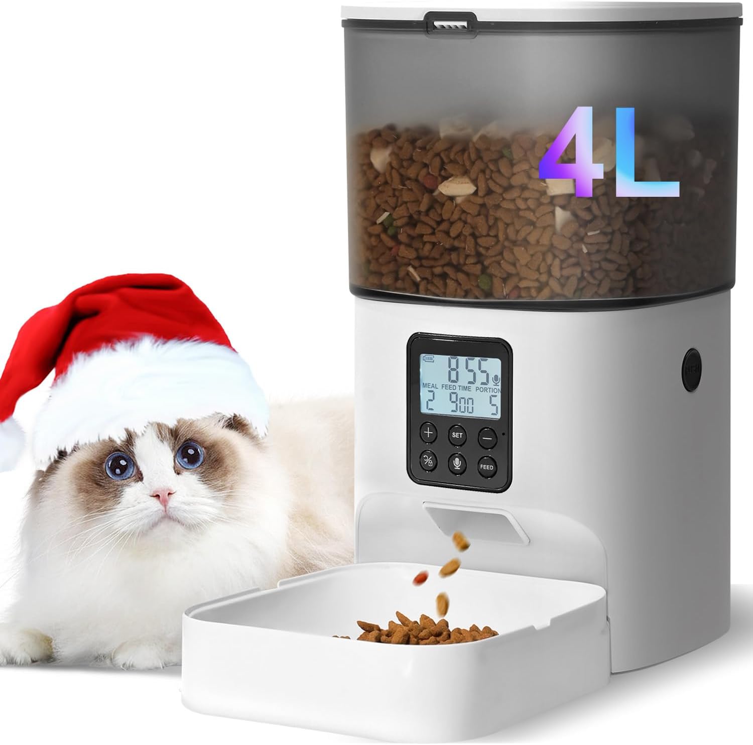 ANDOLL HOME Automatic Cat Feeder,4L Timed Cat๏ผDog Dry Food Dispenser