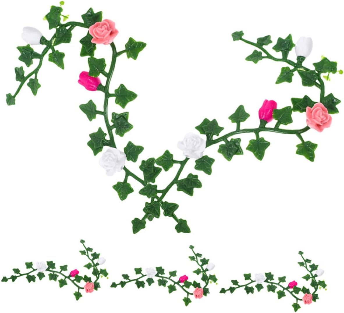 SUPVOX 5pcs Miniature Floral Vine Model Decorative Mini Flowers Vine for Dollhouse Mini Garden Scene