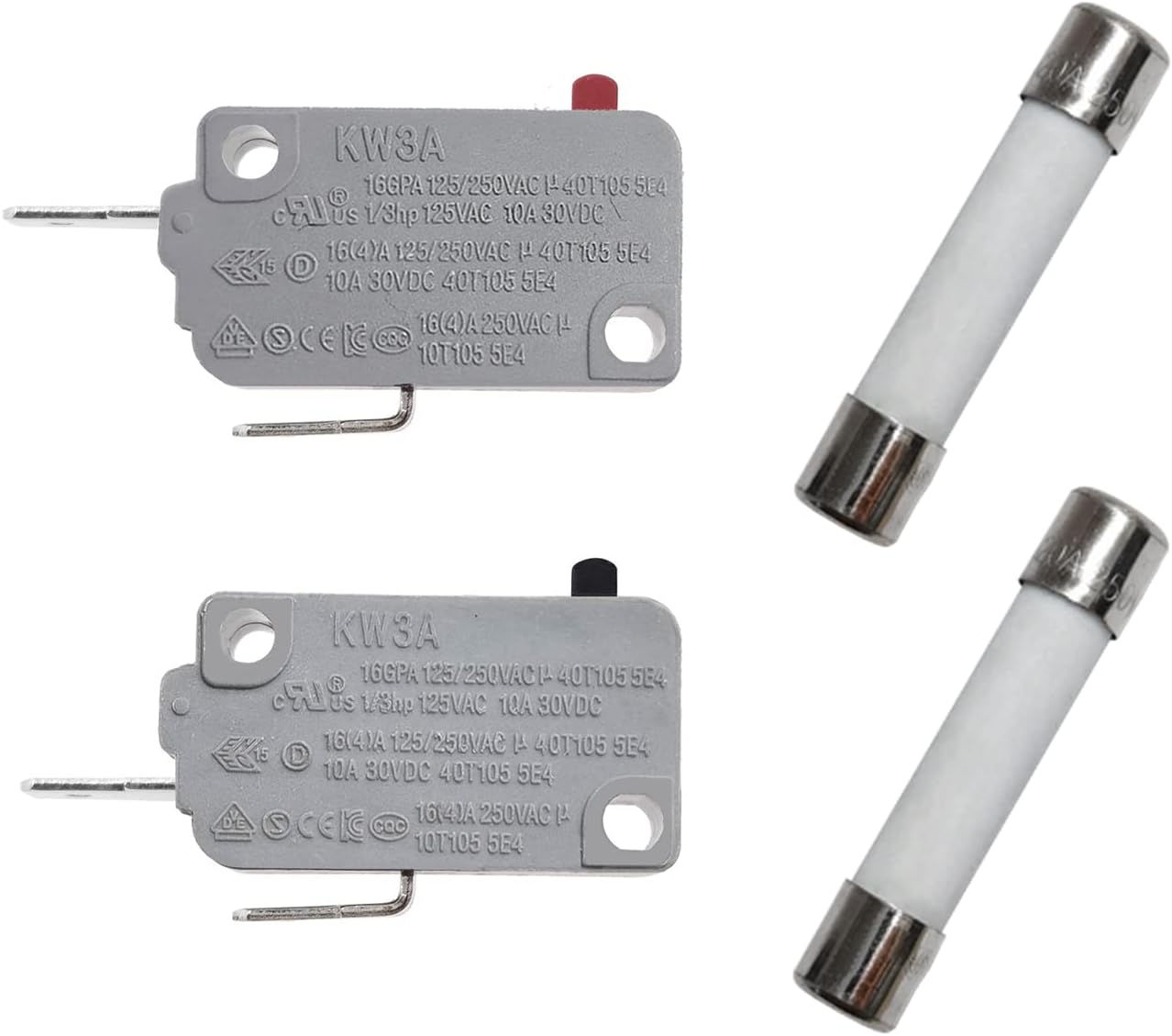 (Pack of 4) Microwave Oven Door Switch & 20 Amp 250V Fuse Slow-Blow Time Delay Ceramic Fuses 6x30mm Compatible and Universal Replacement for Microwaves