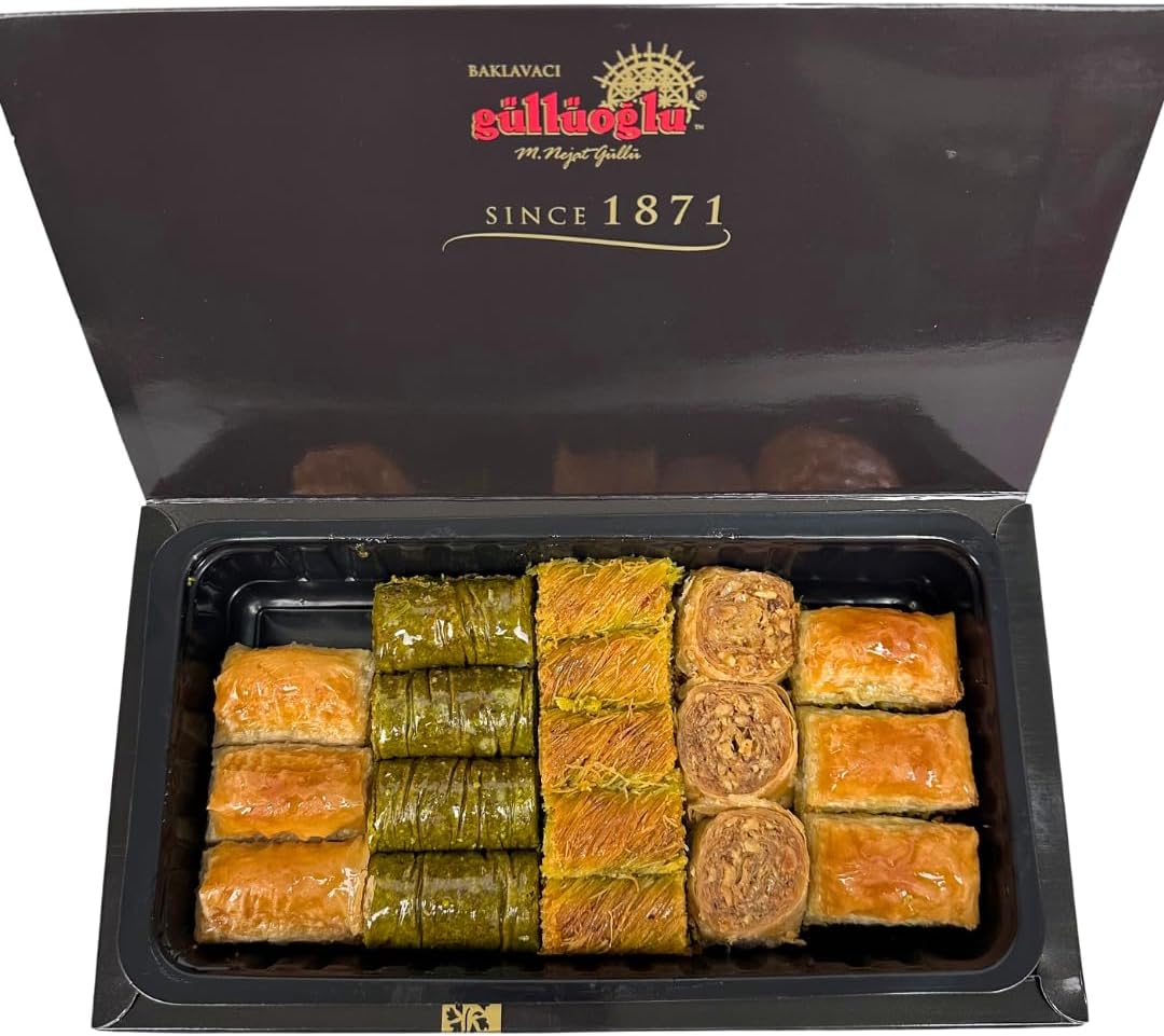 Gulluoglu Assorted Turkish Baklava, 18 pieces (1.32lb - 600gr), 5 Assortments, Daily Fresh Shipment From Istanbul/Turkey