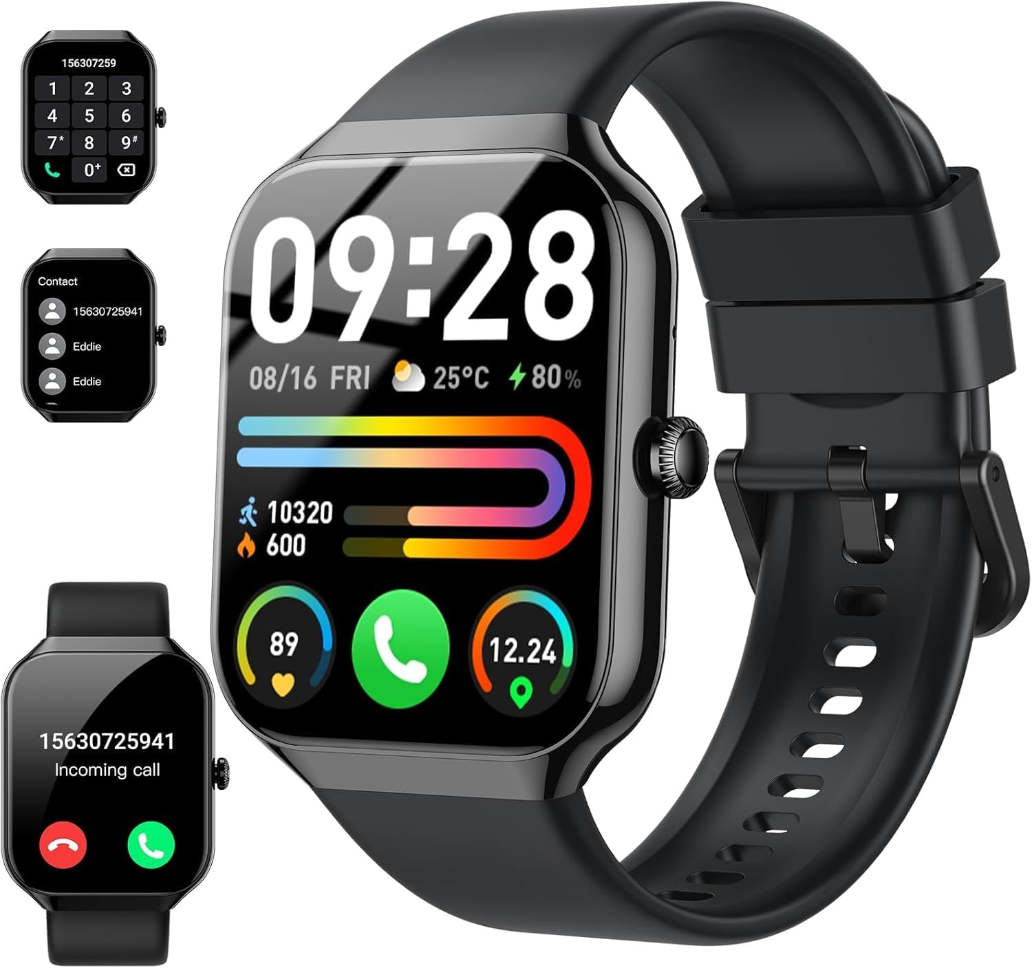 Smart Watch(Answer/Make Call), 1.96" HD Smartwatch for Men Women, 2025 Fitness Activity Tracker with Heart Rate/Sleep Monitor/Pedometer/110+ Sport Modes, IP68 Waterproof Fitness Watch for Android iOS