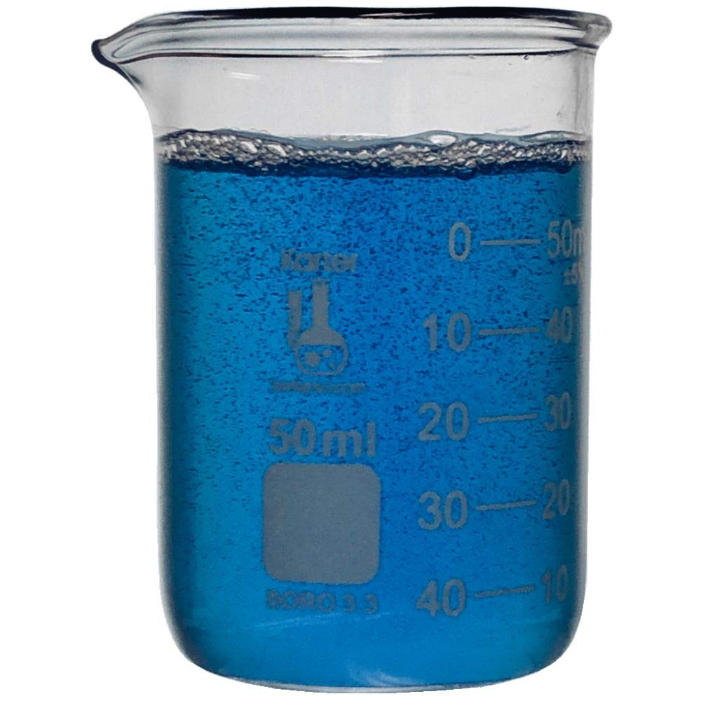 50ml Beaker, Low Form Griffin, Borosilicate 3.3 Glass, Double Scale, Graduated, Karter Scientific 213D31 (Single)