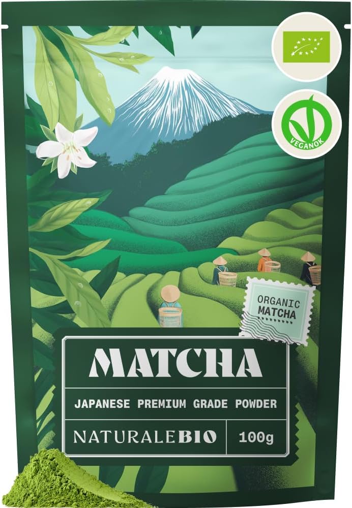 NaturaleBio Organic Premium Grade Japanese Matcha Powder L-Theanine