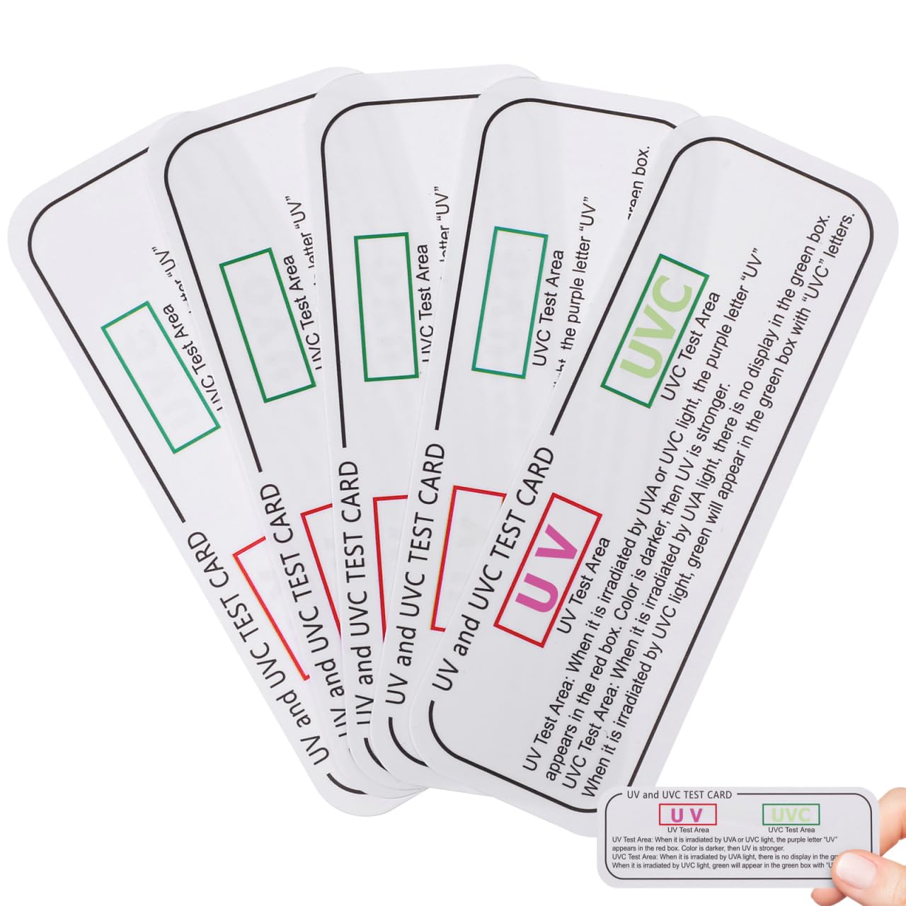 Mobestech Uvc Test Card 5pcs Uv Light Testing Cards for Uvc Tester Uv Detection Cards and Identifying Strips for Light Measurement in Laboratories Cabinets and Lamp Checks