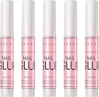 Makartt Super Strong Nail Glue for Press On Nails- Acrylic Nails Nail Tips Glue for Stick On Nails Long Lasting Nail Glue for Fake Nails Broken Nails Repair Professional Nail Adhesive Bond 0.07oz 5Pcs