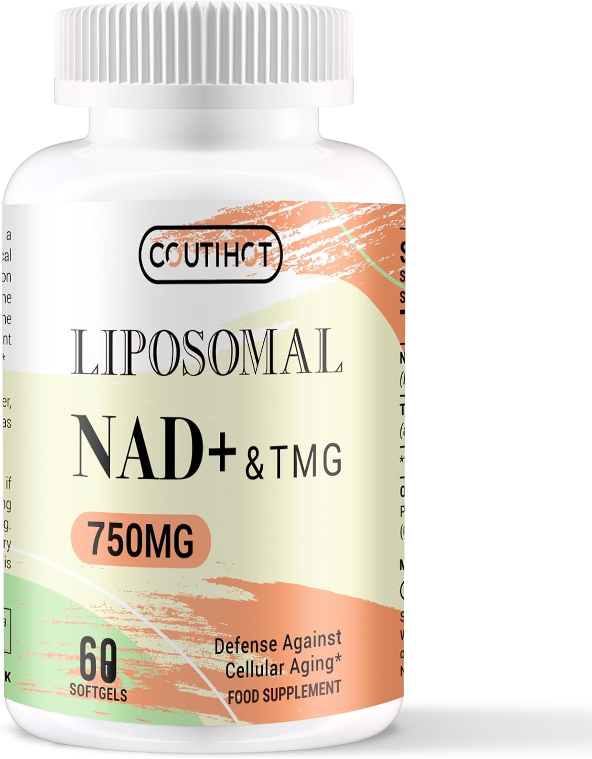 Liposomal NAD+ 500mg with TMG 250mg, Actual NAD+ Supplement (Not a Precursor), Superior Absorption, Natural Energy Boost for Longevity & Cellular Health (60 Count (Pack of 1))