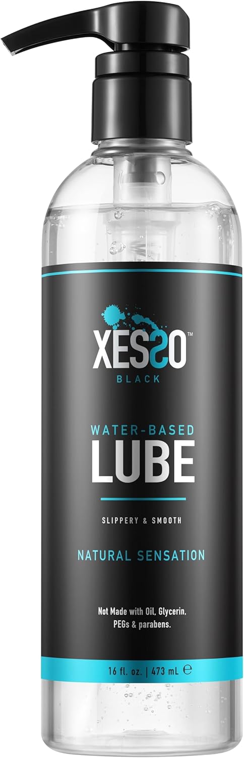 XESSO Water-Based Lube 16 fl oz, All Natural & Hypoallergenic Without Glycerin & Parabens, Slippery Massage Gel for Women, Men and Couples. Made in US & Discreet Package