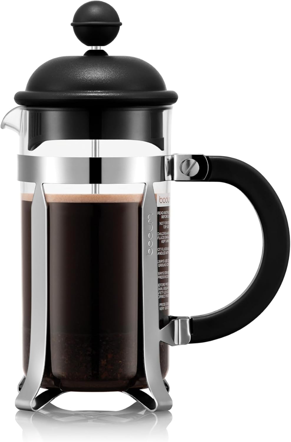Bodum French Press Caffettiera Black - 350ml / 3 Cup Coffee Maker - Durable Glass & Stainless Steel Filter - BPA-Free Dishwasher Safe Percolator - Cafetiere 1913-01