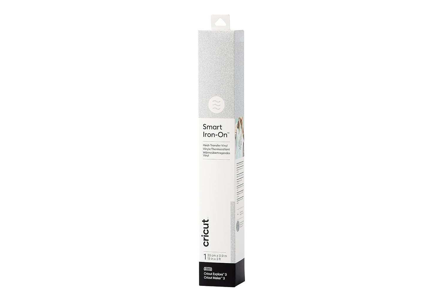 Cricut Smart Iron-On Heat-Transfer Vinyl | 1 Sheet | 33cm x 0.9m | Glitter Silver, (3ft), 2008676