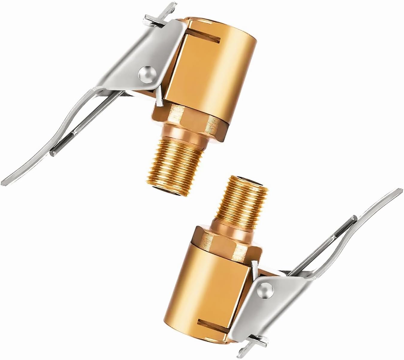 YUEMING 2Pcs Tire Air Chucks, Brass Tyre Valve Air Pump Clip, Car Pump Accessories Thread Nozzle Adapter, Open End Car Truck Tyre Tire Inflator Valve Connector for Car Truck 8mm