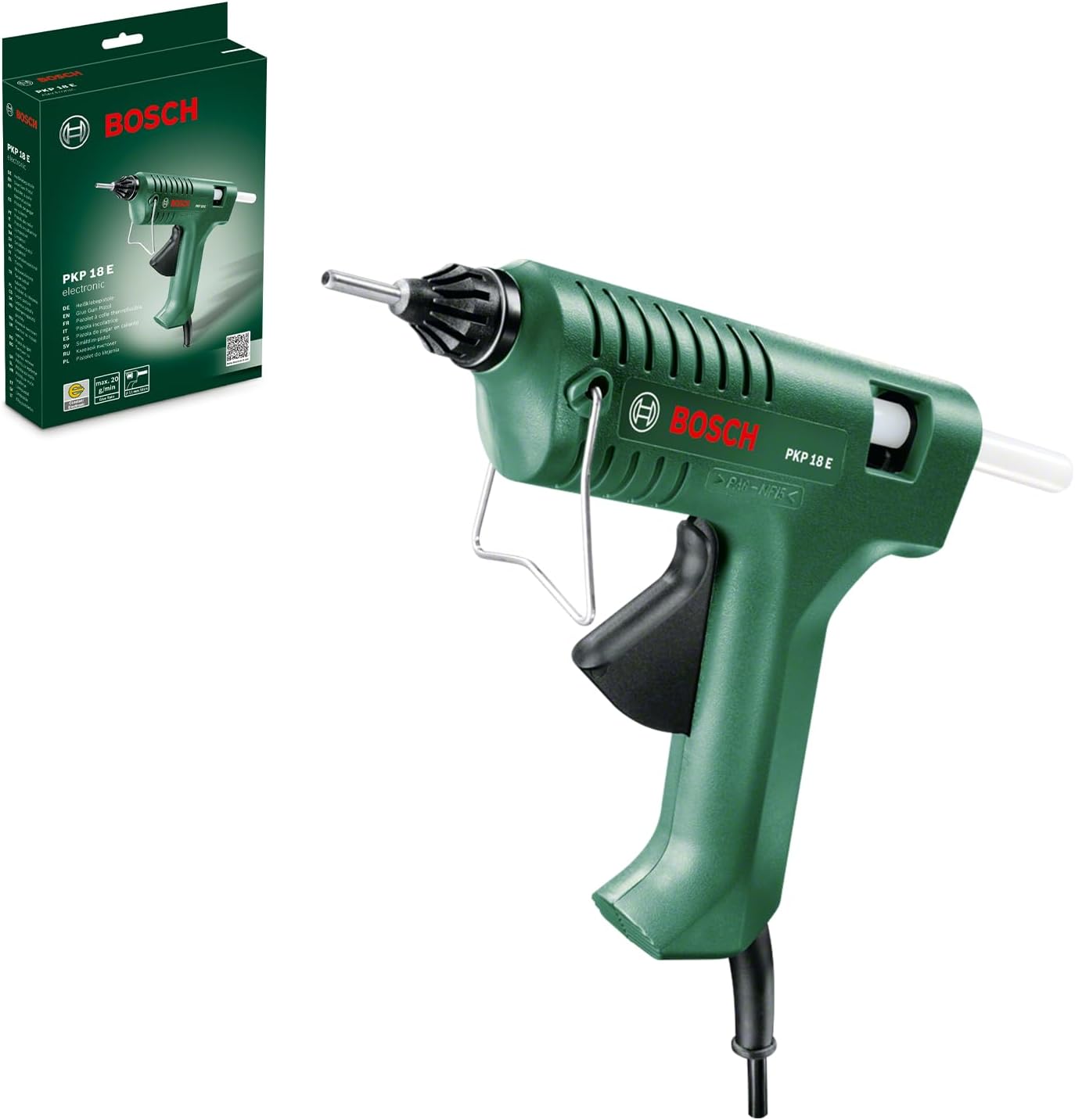 Bosch Glue Gun PKP 18 E (1 x Extra-Length Nozzle, Glue Stick, 240 V),Package may vary [Energy Class A]