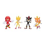 Sonic 3 Movie 5-InchAction Figure 4-Pack, Articulated Figures from Jakks Pacific's Wave 2 Include Super Sonic, Shadow, Knuckles, and Chao Mascot Tails