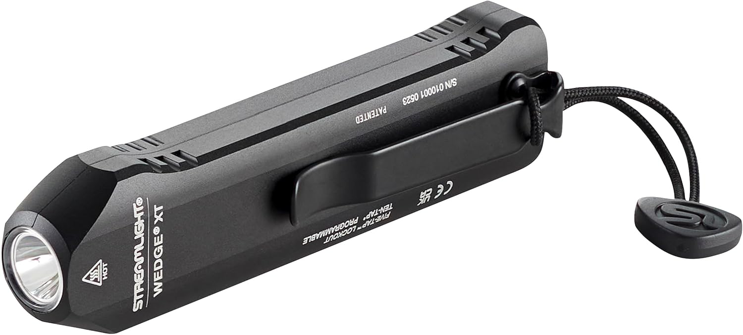 Streamlight 88812 Wedge XT 500-Lumen Slim Everyday Carry Flashlight, Includes USB-Cable and Pocket Lanyard, Black