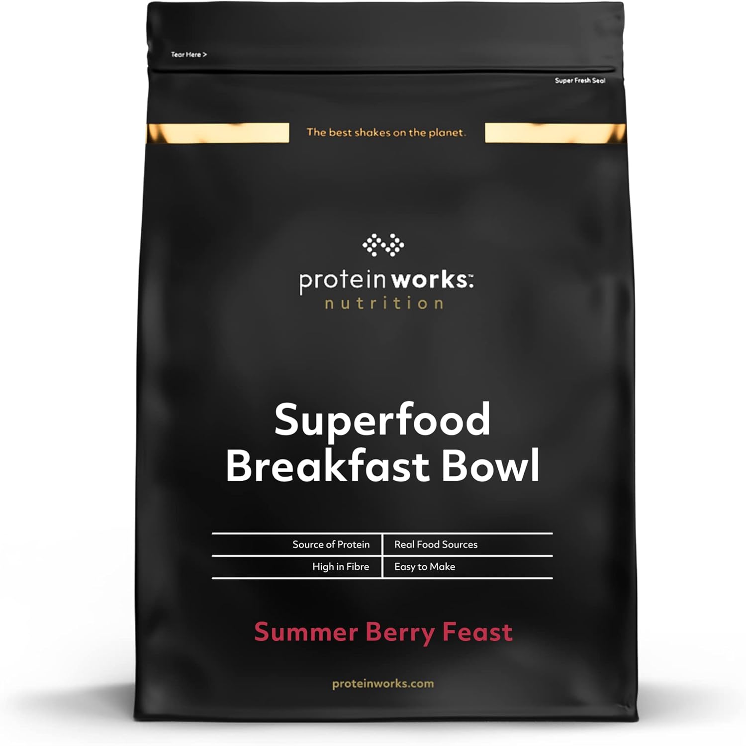 Protein Works - Superfood Breakfast Bowl , Nutrient Dense Natural Breakfast , High Protein Breakfast , High In Fibre , 10 Servings , Summer Berry Feast , 600g