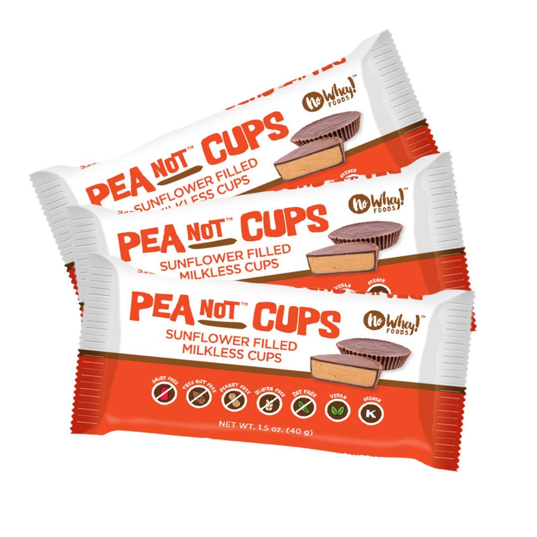 No Whey! Foods Vegan, Gluten Free, Nut Free Large Chocolate PeaNot Butter Cups 3 Pack Dairy Free, Soy Free, Sesame Free Allergy Friendly Snacks No Whey Foods
