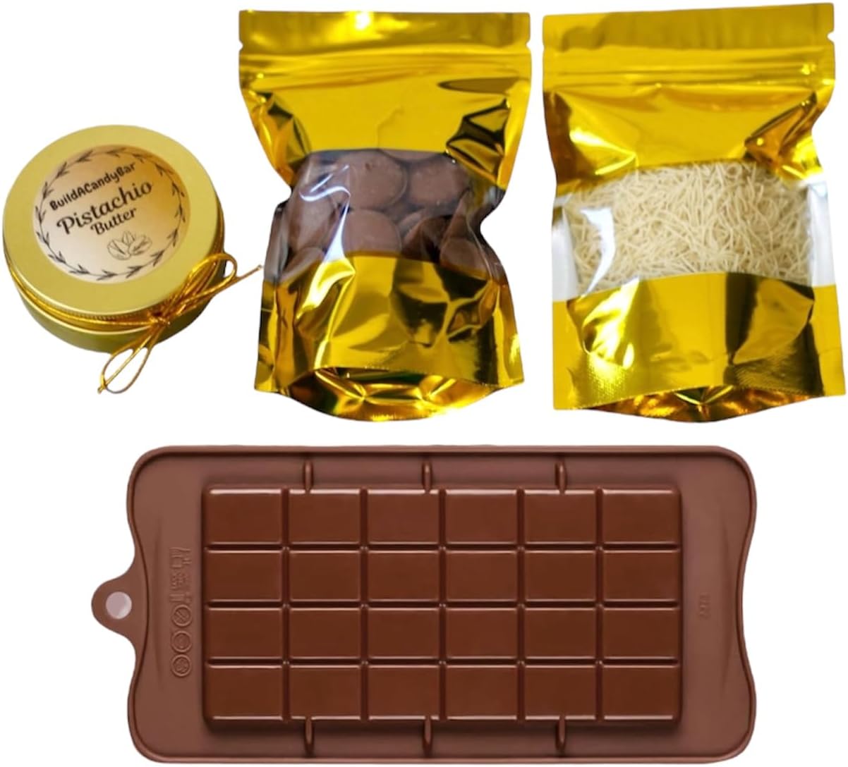 DIY Dubai Pistachio Chocolate Bar Making Kit (Makes 2 Bars) Pistachio Butter, Knafeh/Phyllo Dough, Chocolate Incuded Complete Set