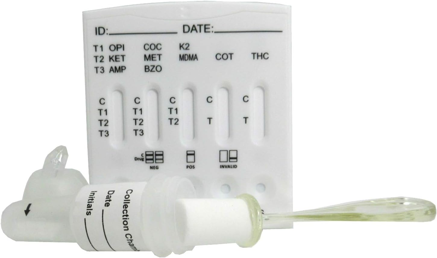 3 x 10in1 Drug Saliva Test Kits - Cannabis, Cocaine, Ketamine, Amphetamine, Methamphetamine, Benzodiazepines, K2, Cotinine, Opiates & MDMA