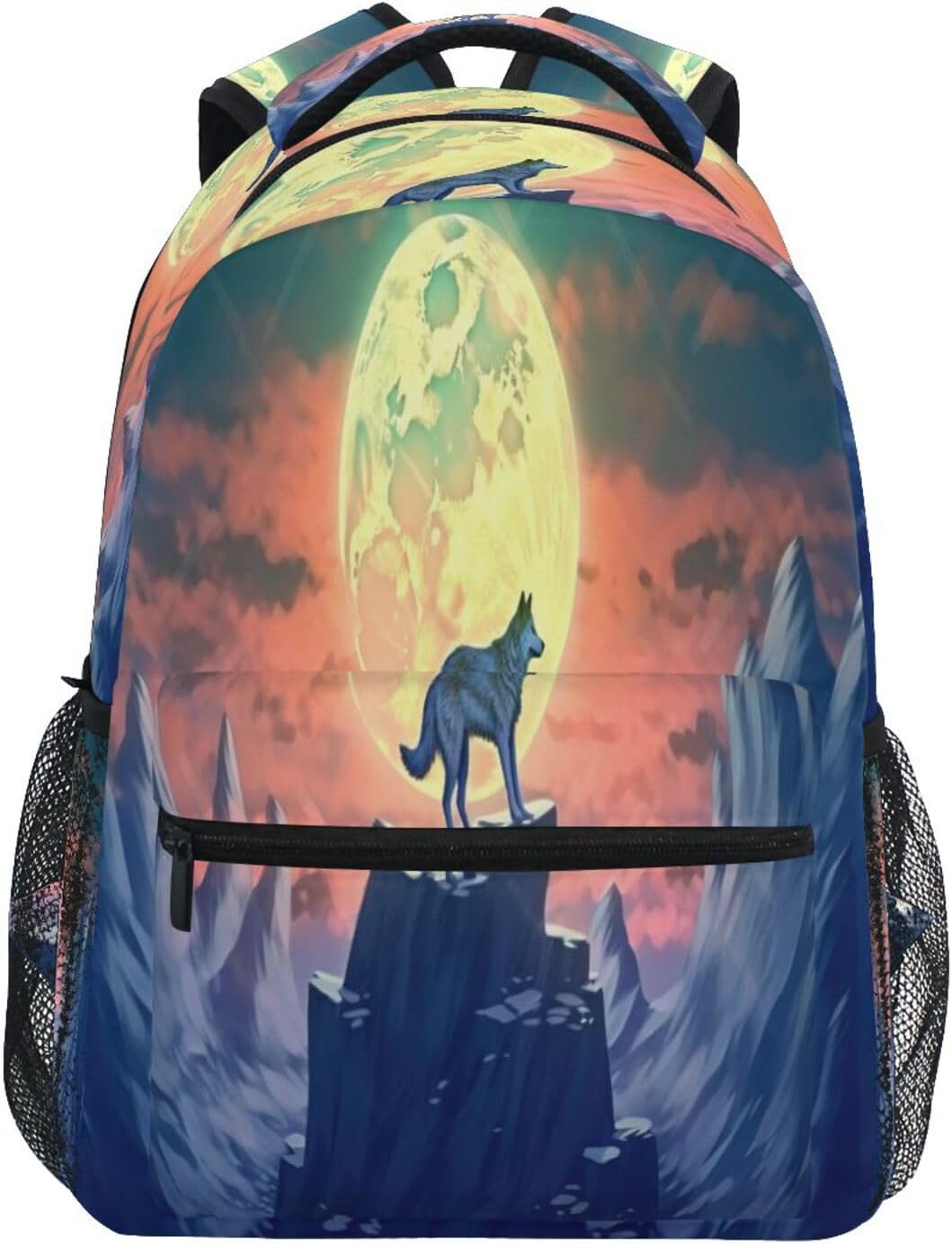 Blueangle Lonely Wolf Howling Water Resistant Travel Laptop Backpack - Lightweight Unisex Backpack for Women & Men(449)