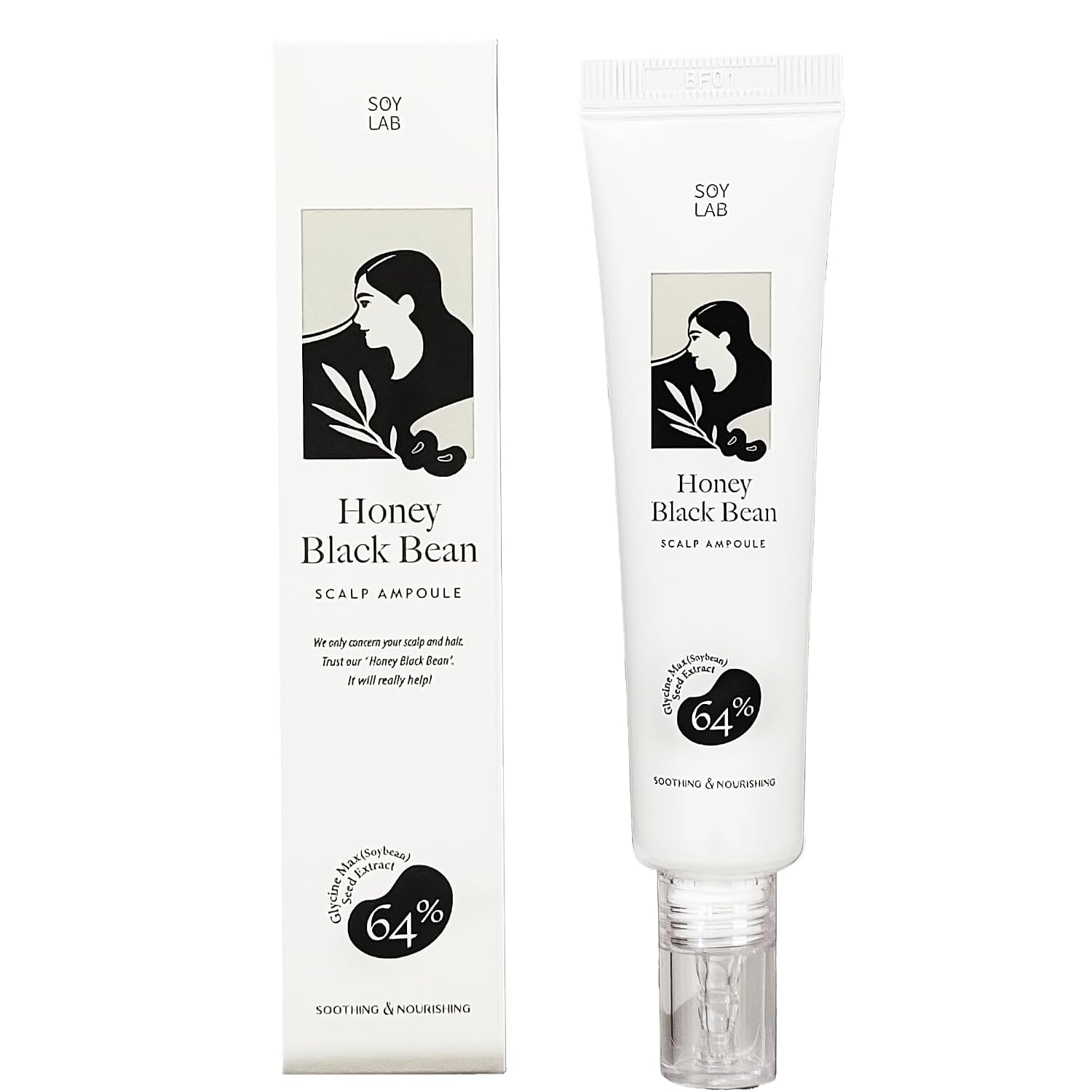 SOY LAB Honey Black Bean Scalp Ampoule - 64% Black Soybean Extract, Scalp Nourishment & Strengthening for Fuller-Looking Hair - 40ml