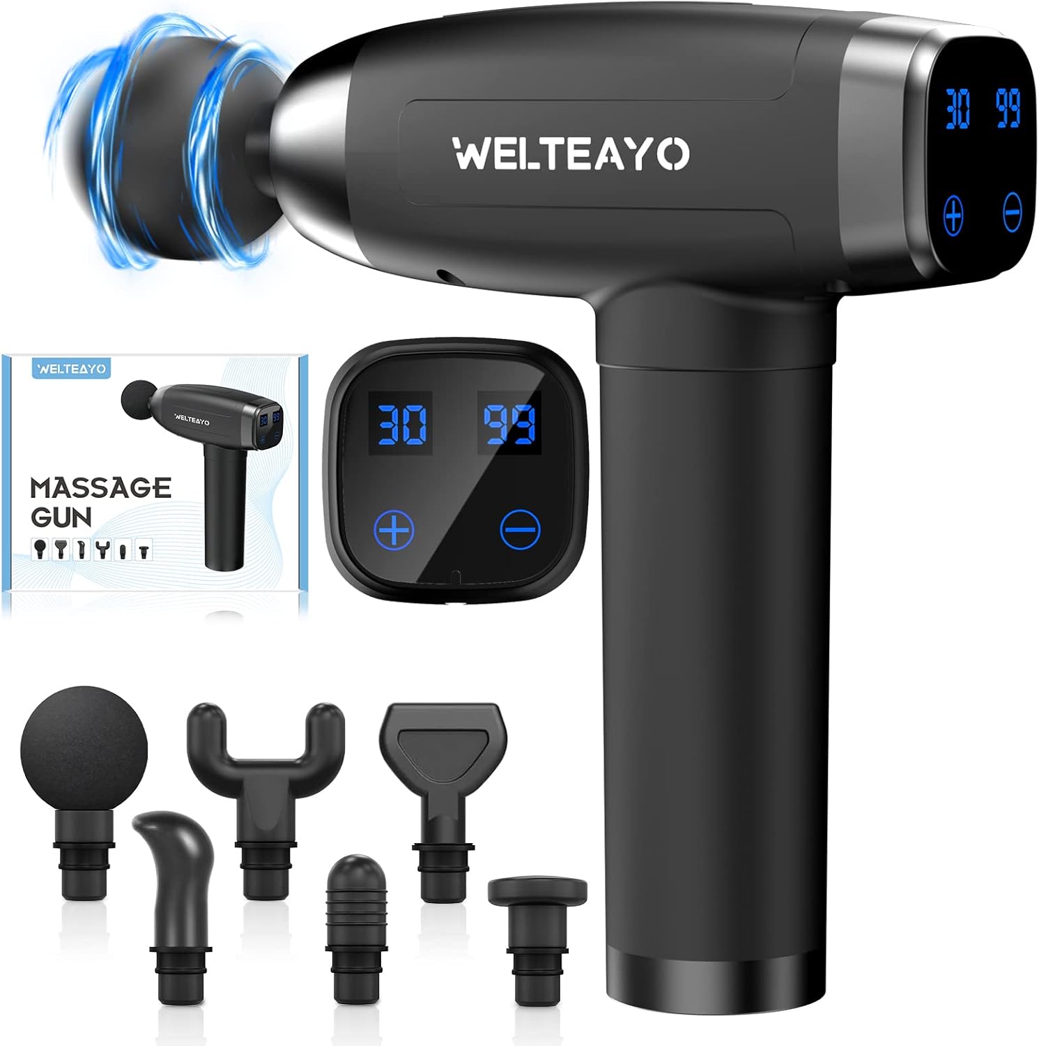 Massage Gun Deep Tissue - Gifts for Men/Women,Muscle Massage Gun Massager,Quiet Professional Handheld 30 Speeds Muscle Gun,6 Heads with Type-C Charge,for Home Office Workout Full Body Muscle Relax