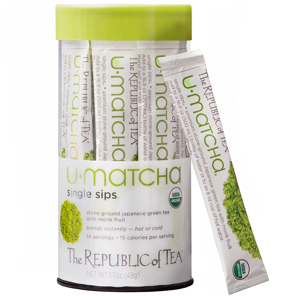 The Republic of Tea – Organic U•Matcha Single Sips, Naturally Caffeinated Matcha Green Tea Powder, 14 Packets