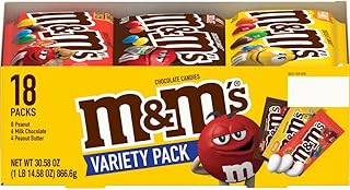M&M'S Milk Chocolate Candy, Variety Pack, Full Size, Pack of 18 Bulk Candy Chocolate