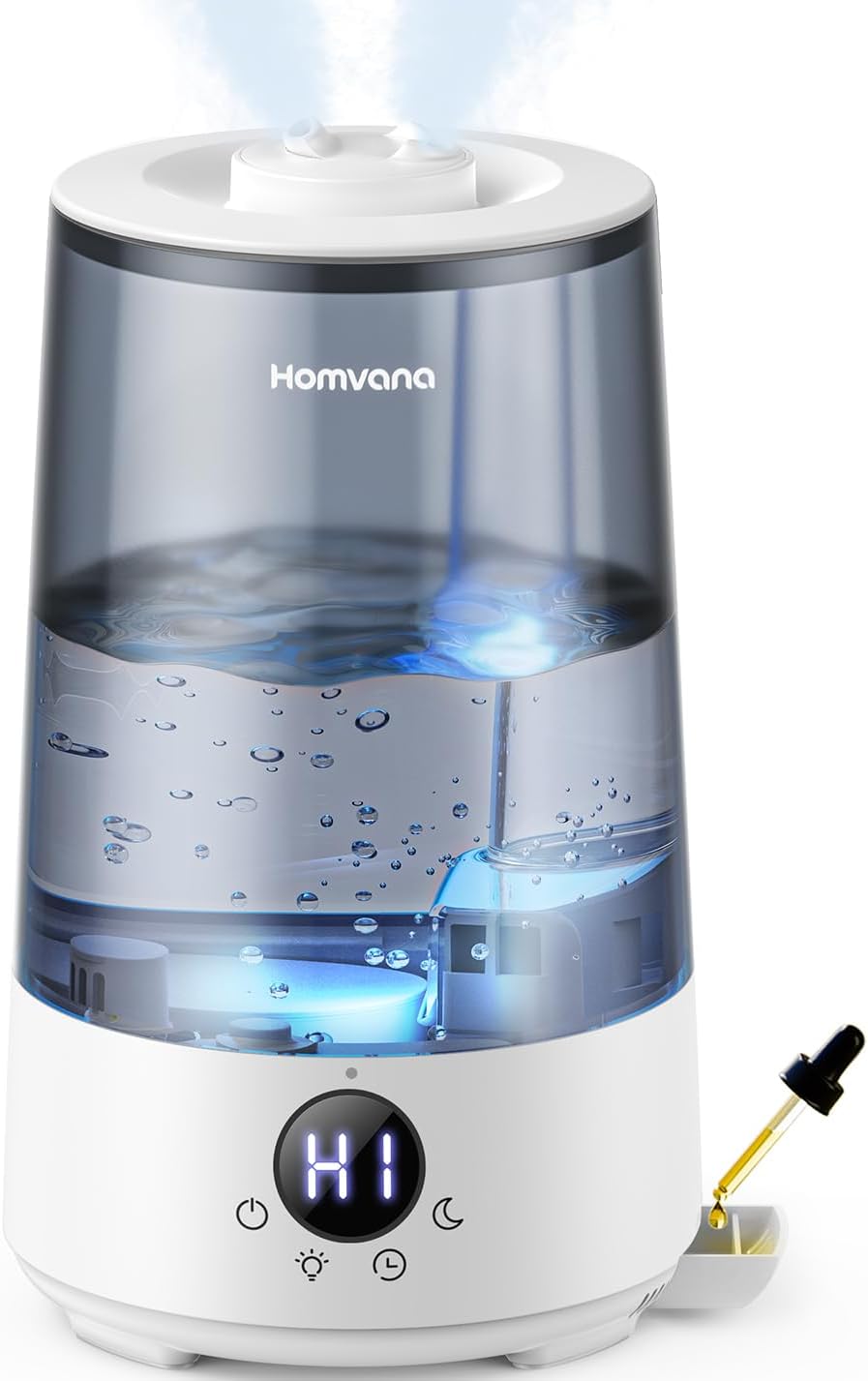 Homvana Humidifier for Bedroom, 3.6L Cool Mist Humidifiers, 360° Rotatable Mist, 34H Runtime, Quiet 16dB, Night Light, Mini Air Humidifier for Baby, Plants, Office, Essential Oil Diffuser, Ultrasonic