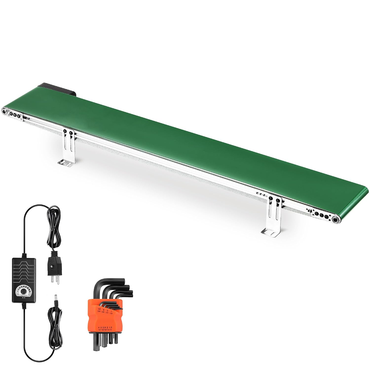 Belt Conveyor 39 inch Conveyor Desktop Version Step-Less Speed Adjustment PVC Belt Conveyor for Packaging Factory, Production Line, Home