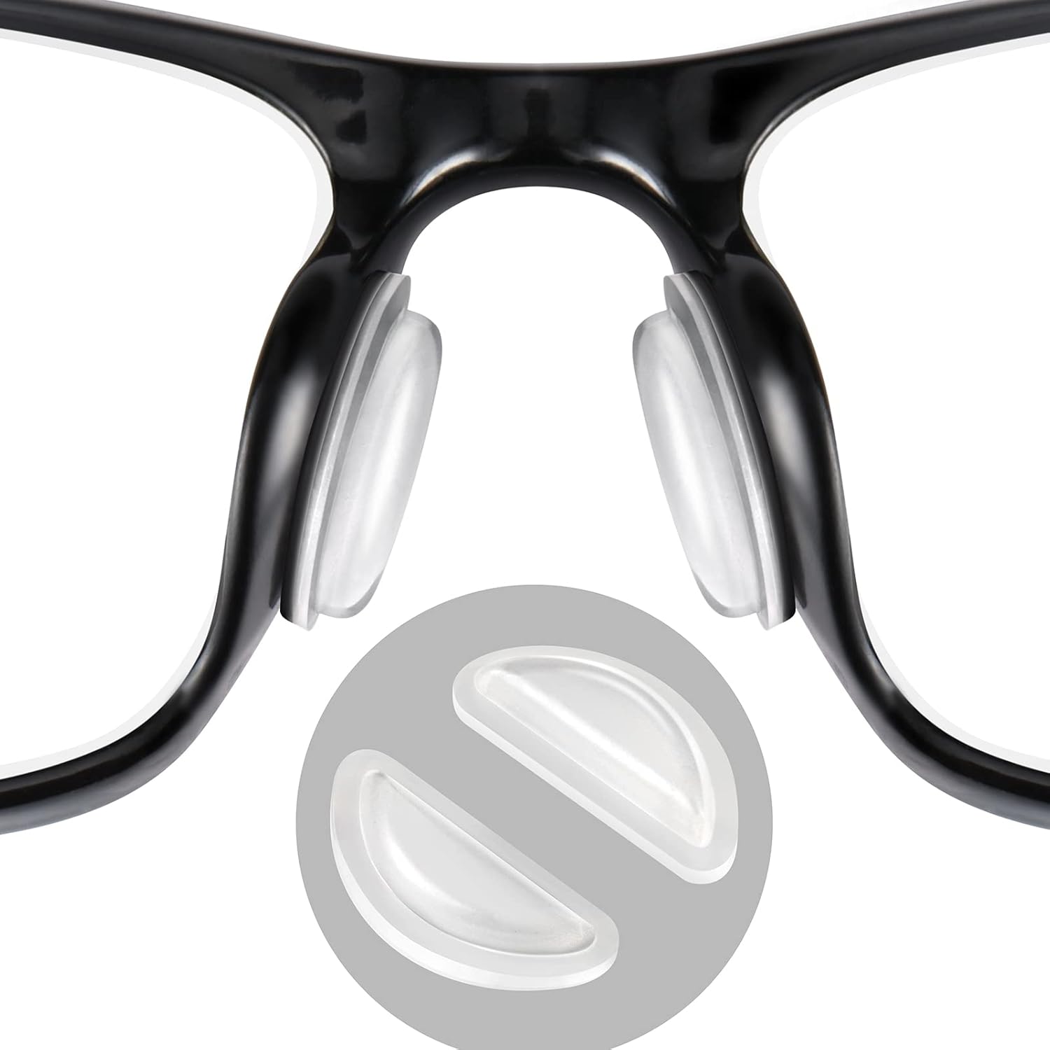 Eyeglass Nose Pads, Comfort Soft Silicone Glasses Nose Pad, Anti-Slip Heighten Air Chamber Glasses Grips for Eyeglasses and Sunglasses, with Sticky Backing (10 Pairs, Clear)