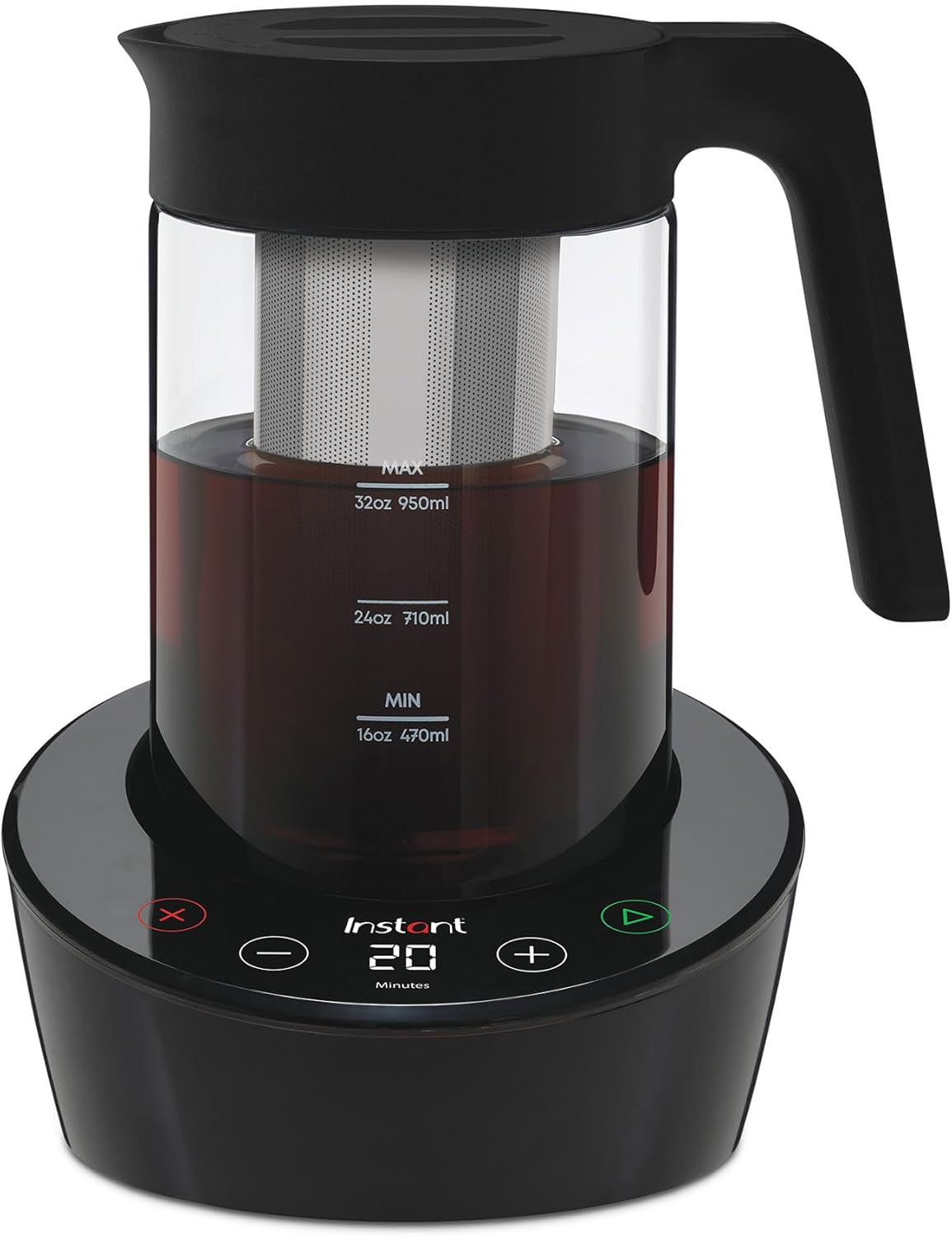 Instant Cold Brewer Coffee and Iced Tea Maker Digital One Touch Cold Cold Coffee Machine, Ready in 5 minutes: Perfect for Cold Brew Coffee, Iced Tea, Chai Lattes, Bubble Tea - 950ml Glass Pitcher