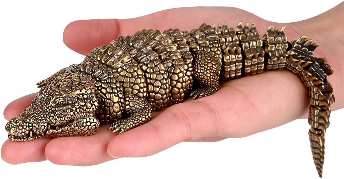 SW915 Flexibility to Change Shape Crocodile Statue Brass Decor.Home Office Desk Decoration
