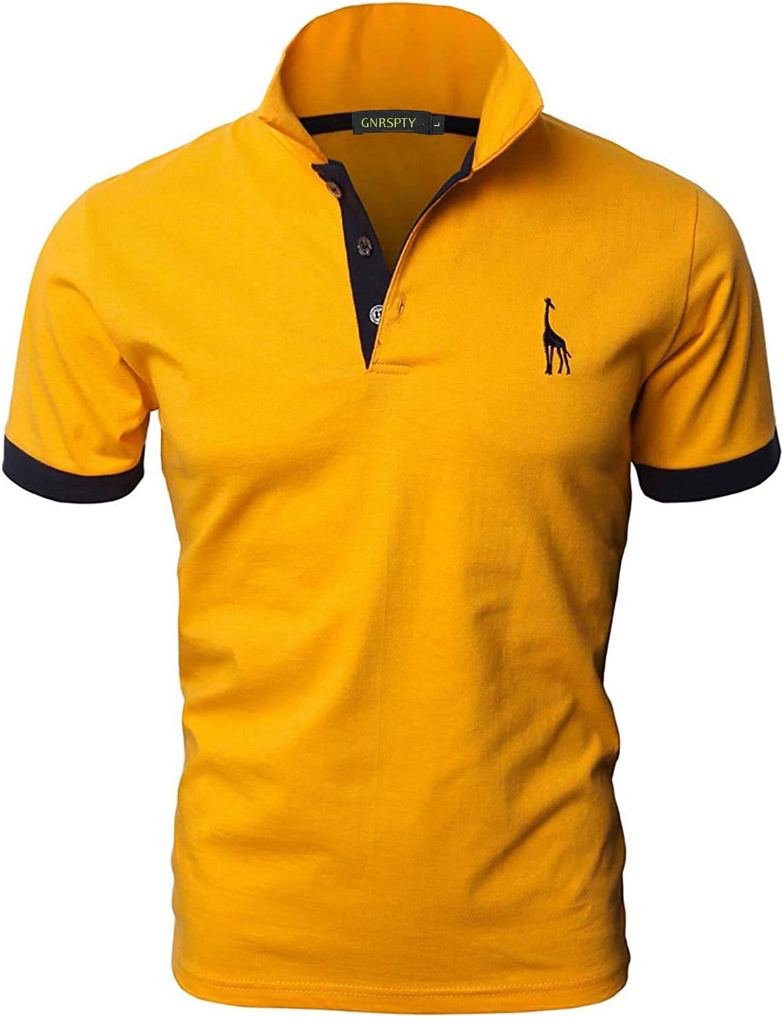 GNRSPTY Mens Short Sleeve Polo Shirts Classic Giraffe Embroidery Golf Tennis T-Shirt