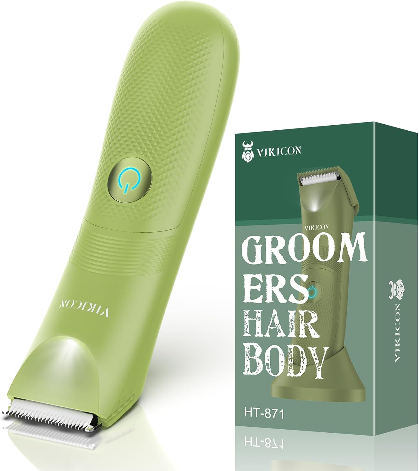 VIKICON Body Hair Trimmer for Men, Manscape Ball & Pubic Trimmer with Ceramic Blade & LED Light, Electric Mens Groin Shaver for Private Parts, Adjustable Lengths,USB-C, Gift Set for Men