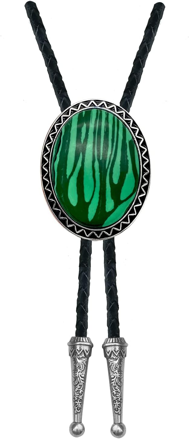 Stone Bolo Tie Native Western Cowboy Hand-woven Leather Bola Tie Necktie for Men Women