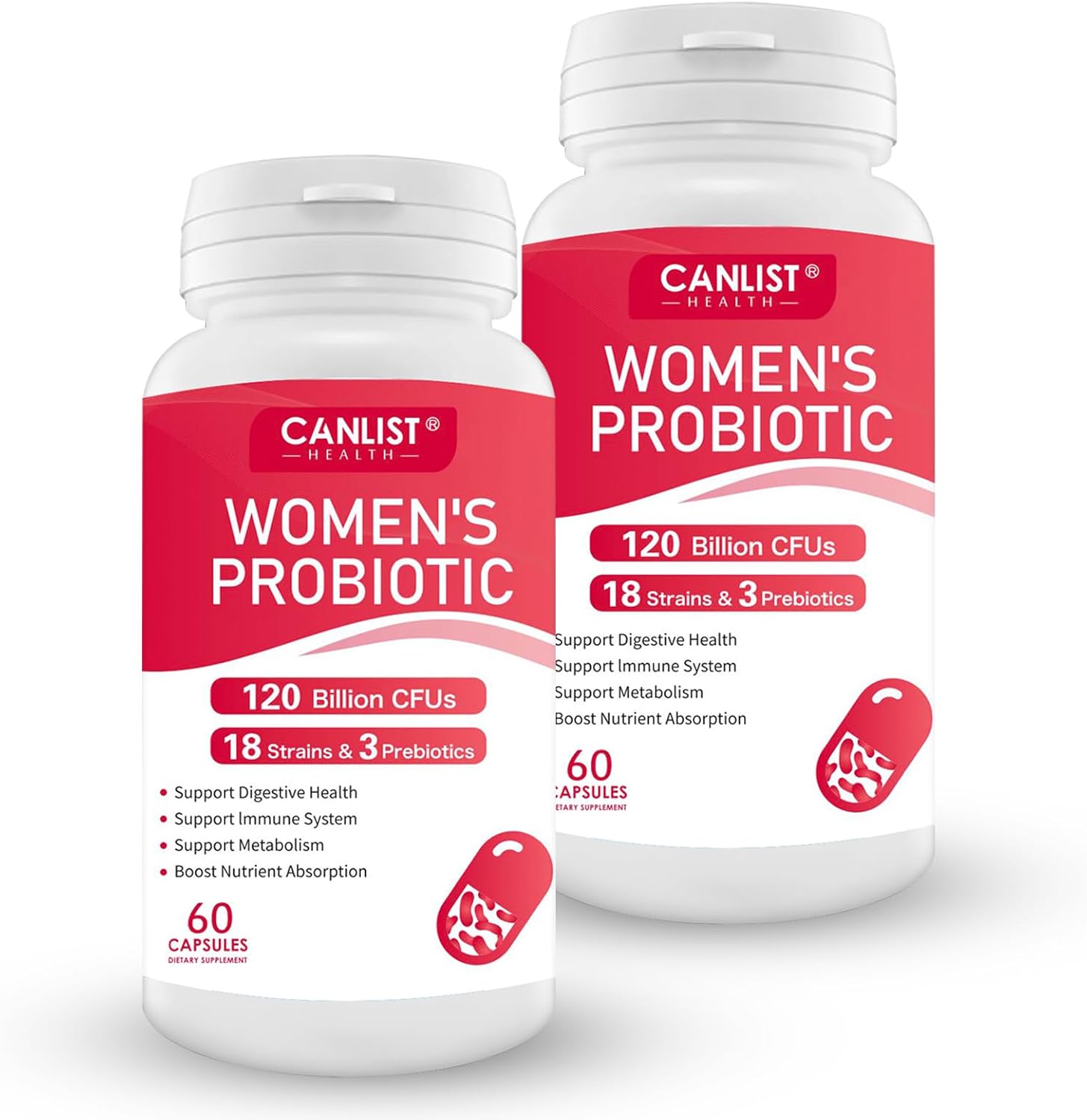 Women's Probiotics 120 Billion CFUs 18 Strains 3 Prebiotics & Digestive Enzymes Contains Organic Prebiotic Cranberry Women's Health Digestive & Immune Support Non-GMO Soy Gluten Dairy Free