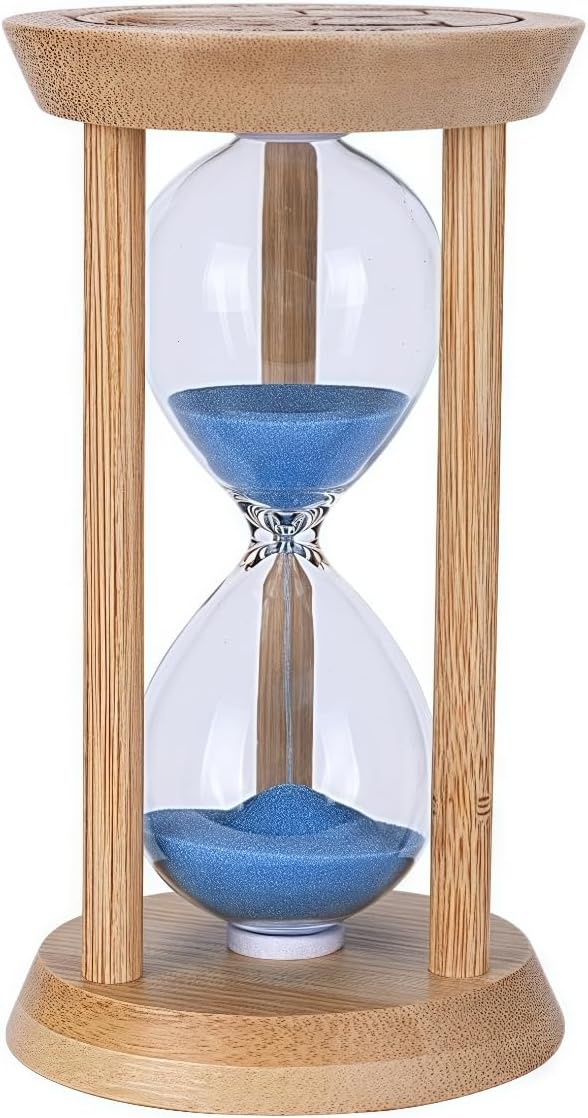 Mini Wooden Sand Timers,Bamboo Hourglass Sand Timers 5Min Sandglass Timer for Toothbrush Timer Games Classroom Home Office Cooking(Blue+5Min)
