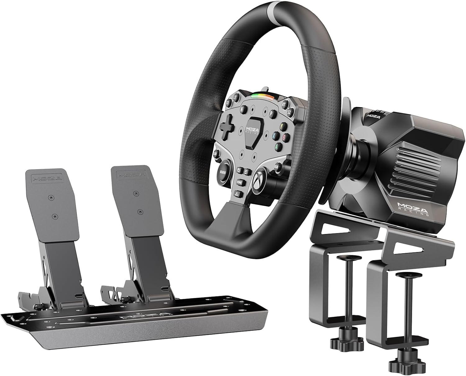 MOZA R3 Racing Wheel and Pedals Bundle for Xbox & PC,Powerful 3.9Nm DD Servo Motor with Aviation-Grade Aluminum Construction,Durable ISF PU Grips 11-inch Racing Wheel