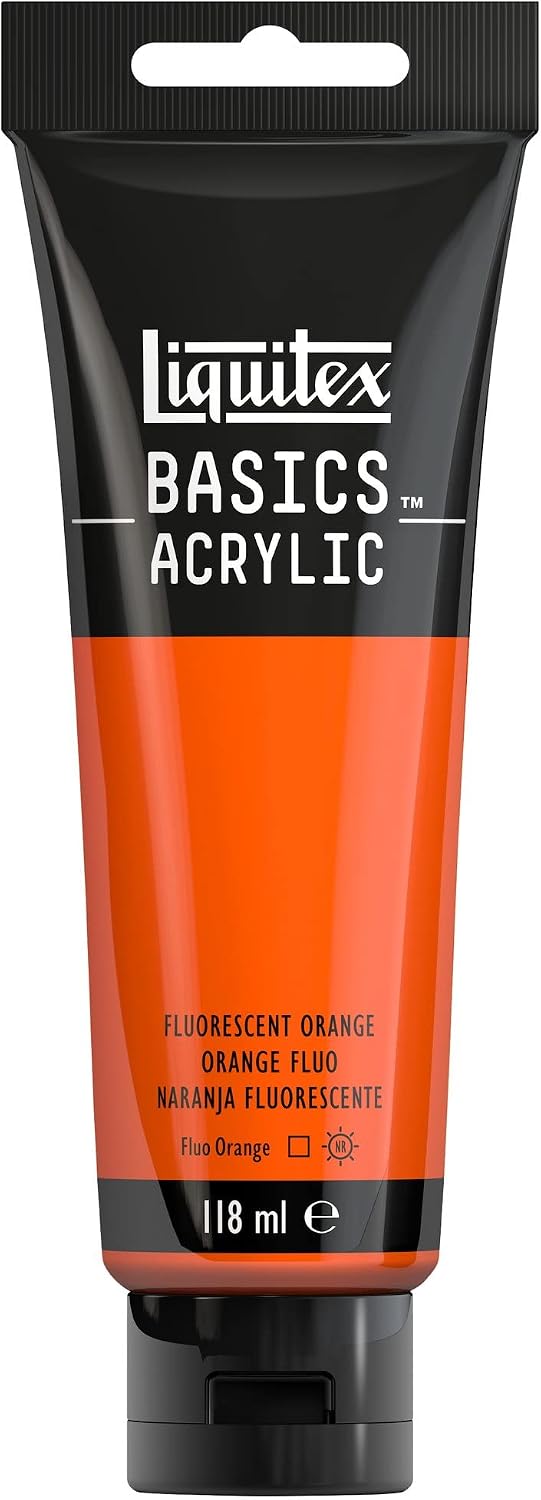 LIQUITEX 8870070 Basics Acrylic Paint, Fluorescent Orange, 118 ml Tube