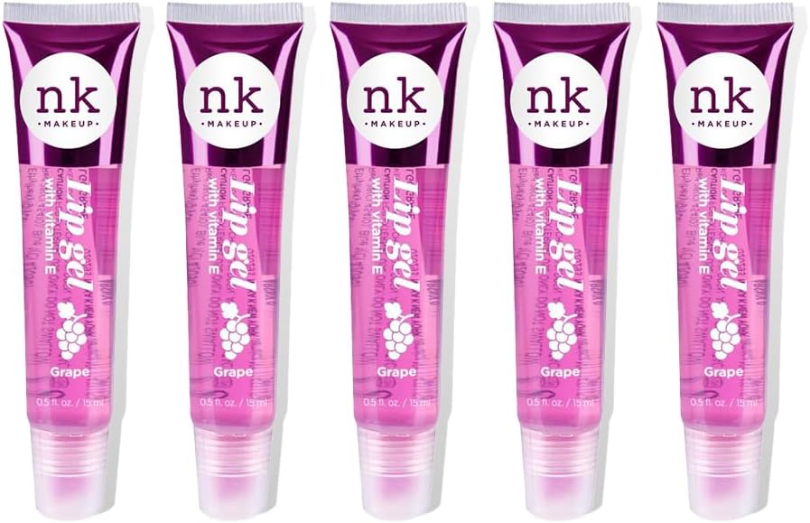 NK lip gloss gel 15ml Vitamin E, Shiny, Nourishes, Lip gel (Grape, Pack Of 5)