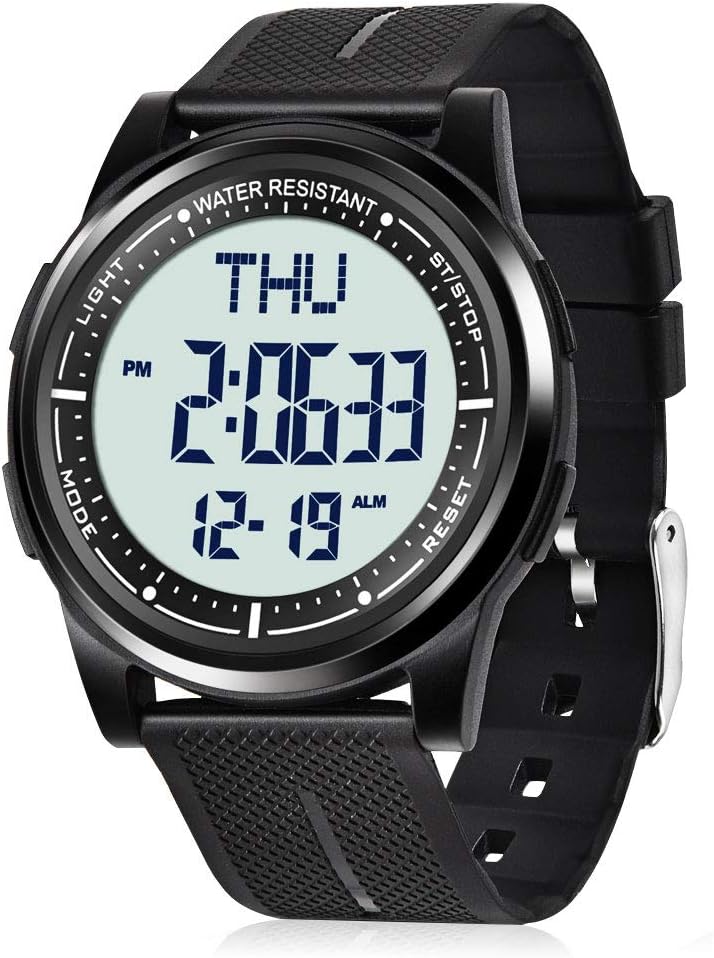 WIFORT Mens Watches Waterproof for Sports Digital Watch for Men Ultra-Thin & Wide Angle Vision Military Watch, Countdown Dual Time Split Time Stopwatch Backlight Alarm