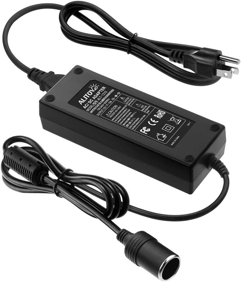 ALITOVE AC to DC Converter 110V to 12V 10A 120W Power Supply Car Cigarette Lighter Adapter to Wall Plug AC/DC Transformer for Car Vacuum Cleaner, Car Refrigerator and Other Car Devices