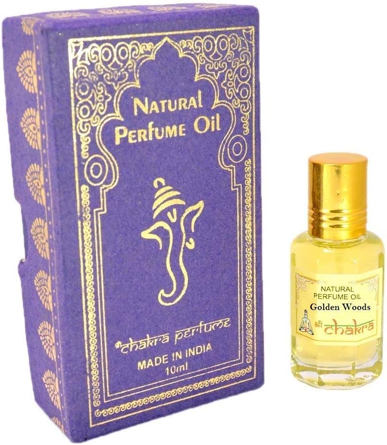 Sri Chakra Natural Attar Perfume Oil Alcohol Free Ittar Indian Fragrance 10ml (Golden Woods)