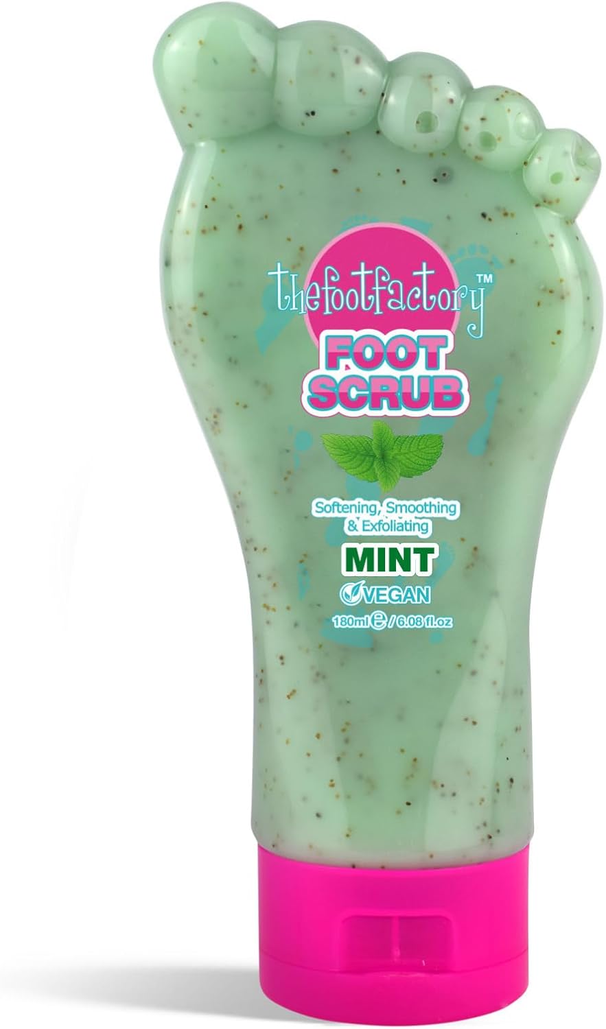 The Foot Factory foot scrub, with refreshing peppermint oil, cools, soothes and revitalises. Gently exfoliates dead skin. 180ml
