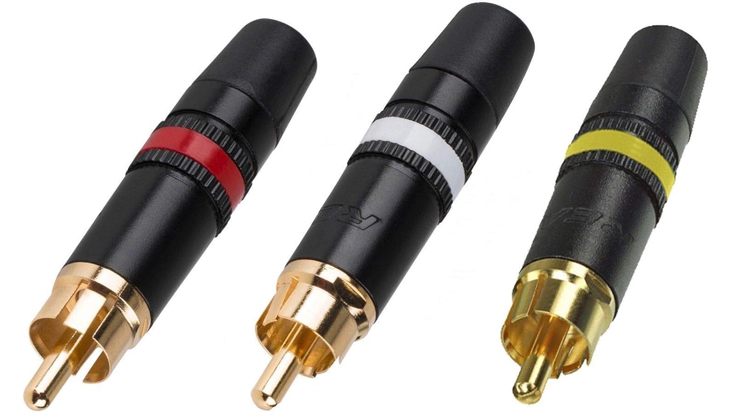 NBVOICE NYS373-4, -9, -2 RCA Male Phono Plug (Yellow, White,Red Ring) c