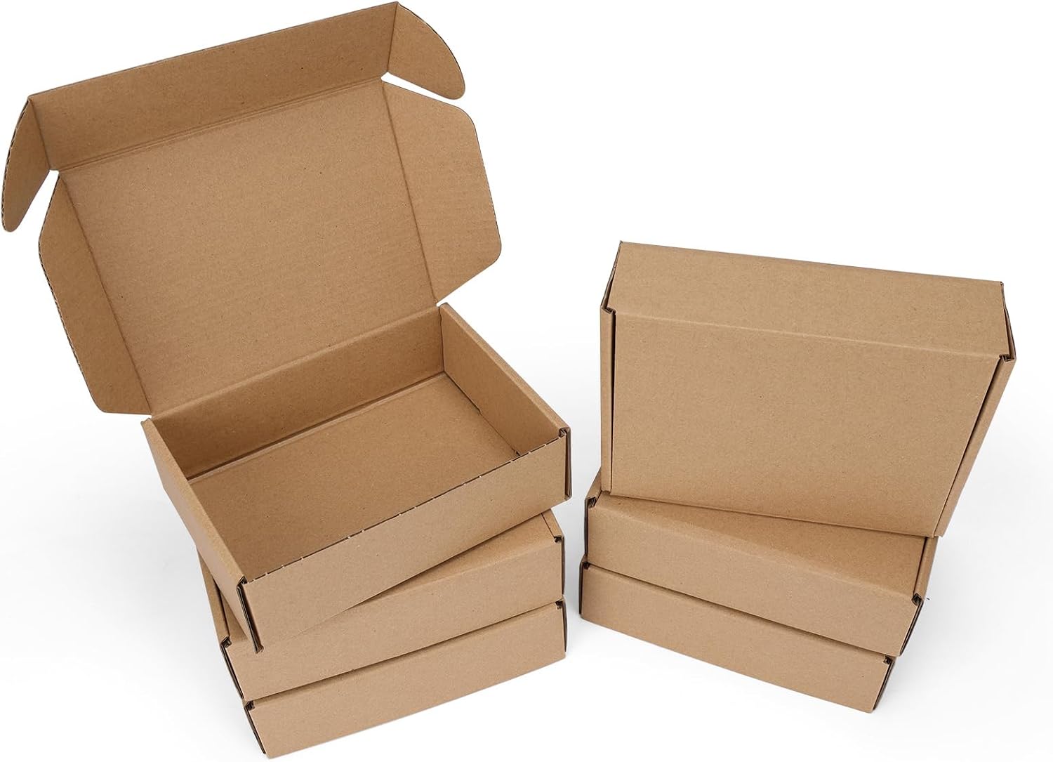 PHAREGE 6 Pack 7x5x2 inch Small Shipping Boxes, Brown Mailing Boxes