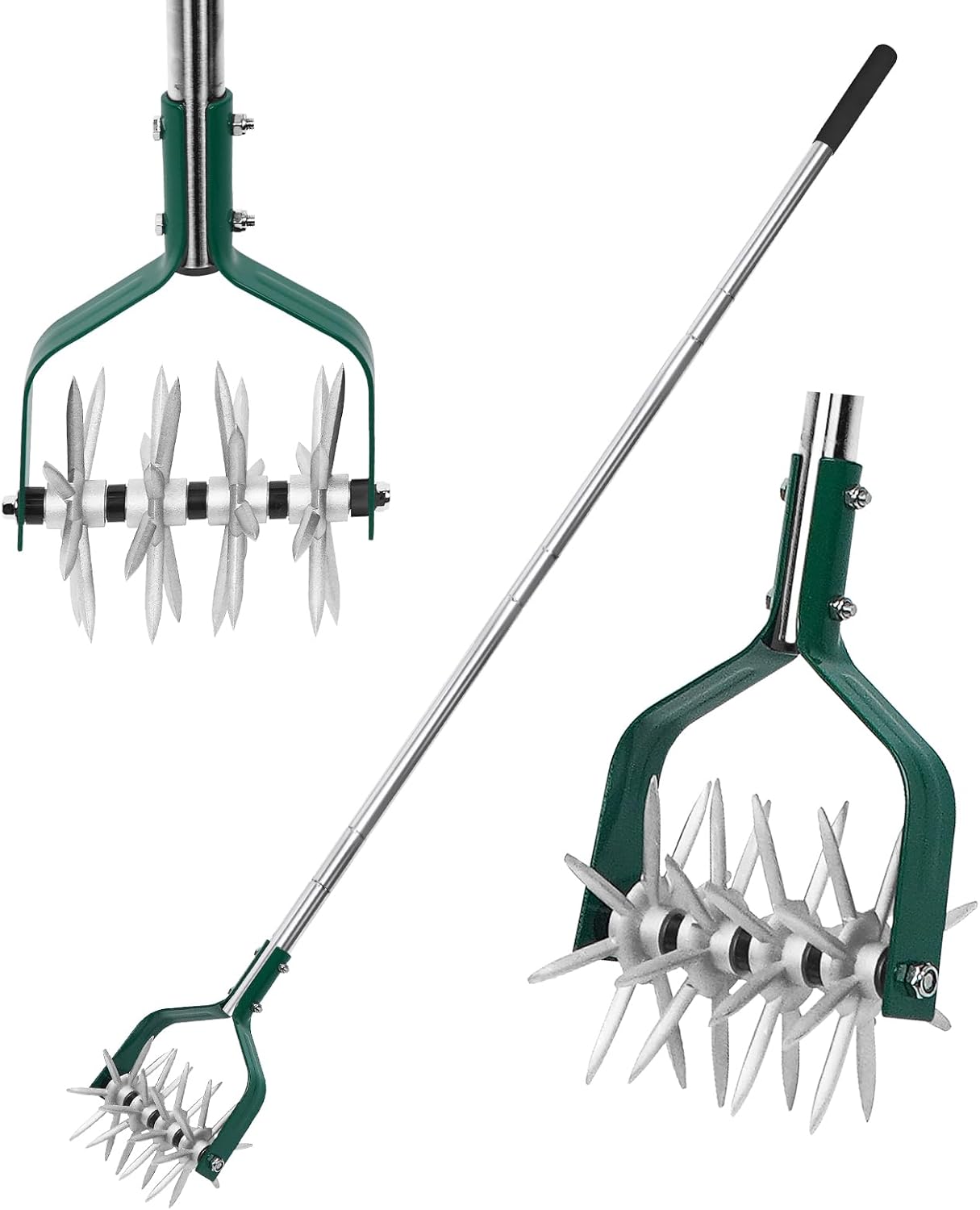 Yeelor Rotary Cultivator Tiller Adjustable S/S Handle Rotary Tiller with Detachable Solid Metal Tines Garden Cultivator Lawn Tiller and Manual Tiller for Loosing and Mixing Soil